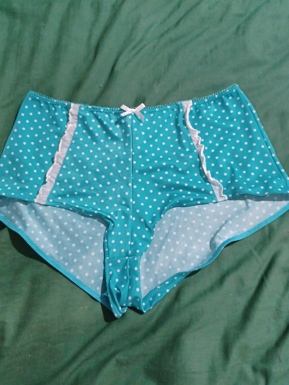 Delta Burke Teal Polka Dot High-Waist Boyshort